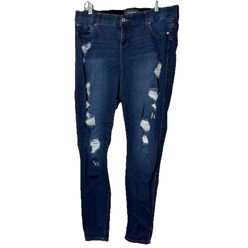 Torrid Bombshell Skinny Distressed Jeans Western Beach Cowgirl Plus Size 18R - Picture 1 of 10